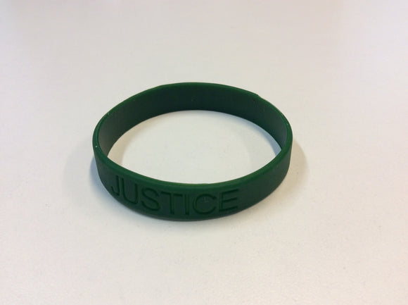 Wrist band green 'Justice'
