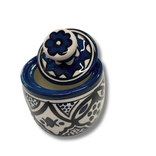 Ceramic Round Sugar Bowl - Handmade in Hebron