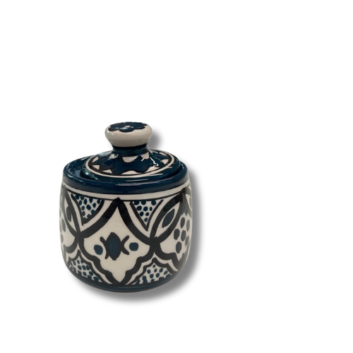 Ceramic Round Sugar Bowl - Handmade in Hebron