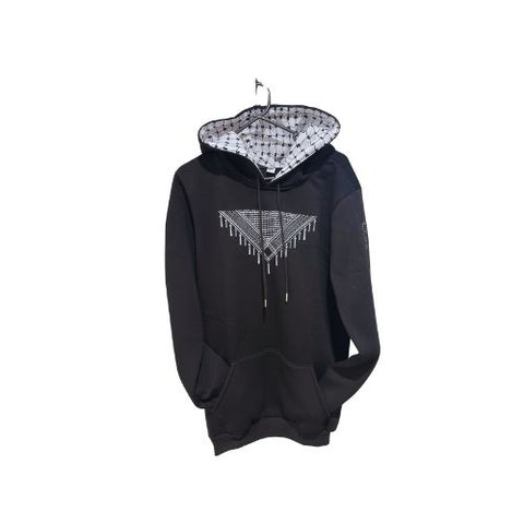 Black Hoodie with Triangle Keffiyeh Pattern