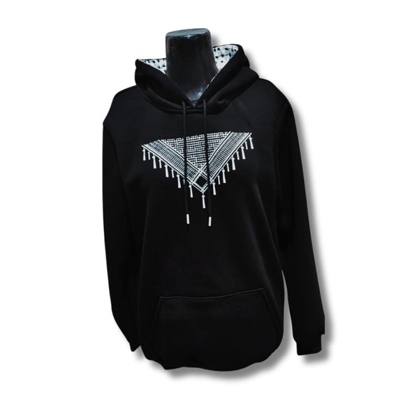 Black Hoodie with Triangle Keffiyeh Pattern