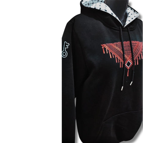 Black Hoodie with Triangle Keffiyeh Pattern