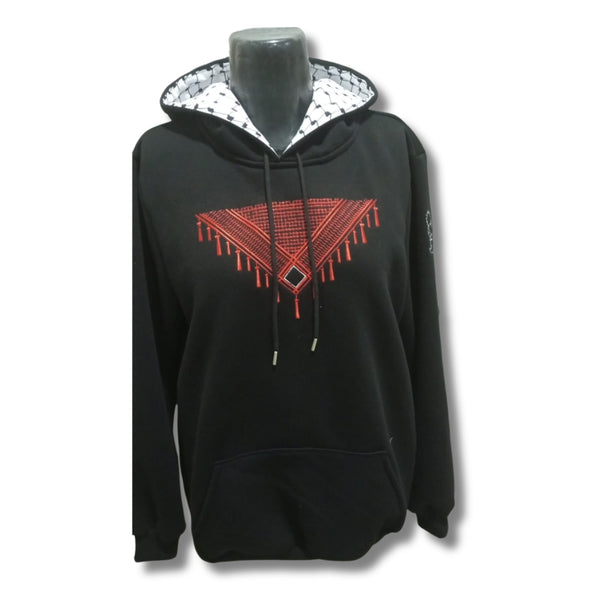 Black Hoodie with Triangle Keffiyeh Pattern