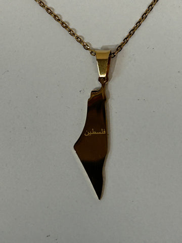 Map Pendant Necklace - Stainless Steel