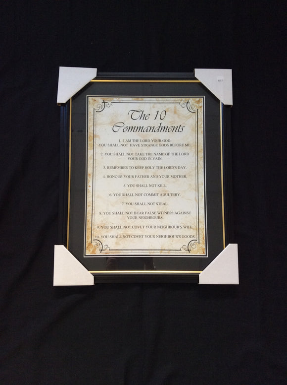 Framed 10 Commandments Plaque