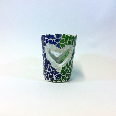 Tea Light Holder (cup) - Transparent Heart Design